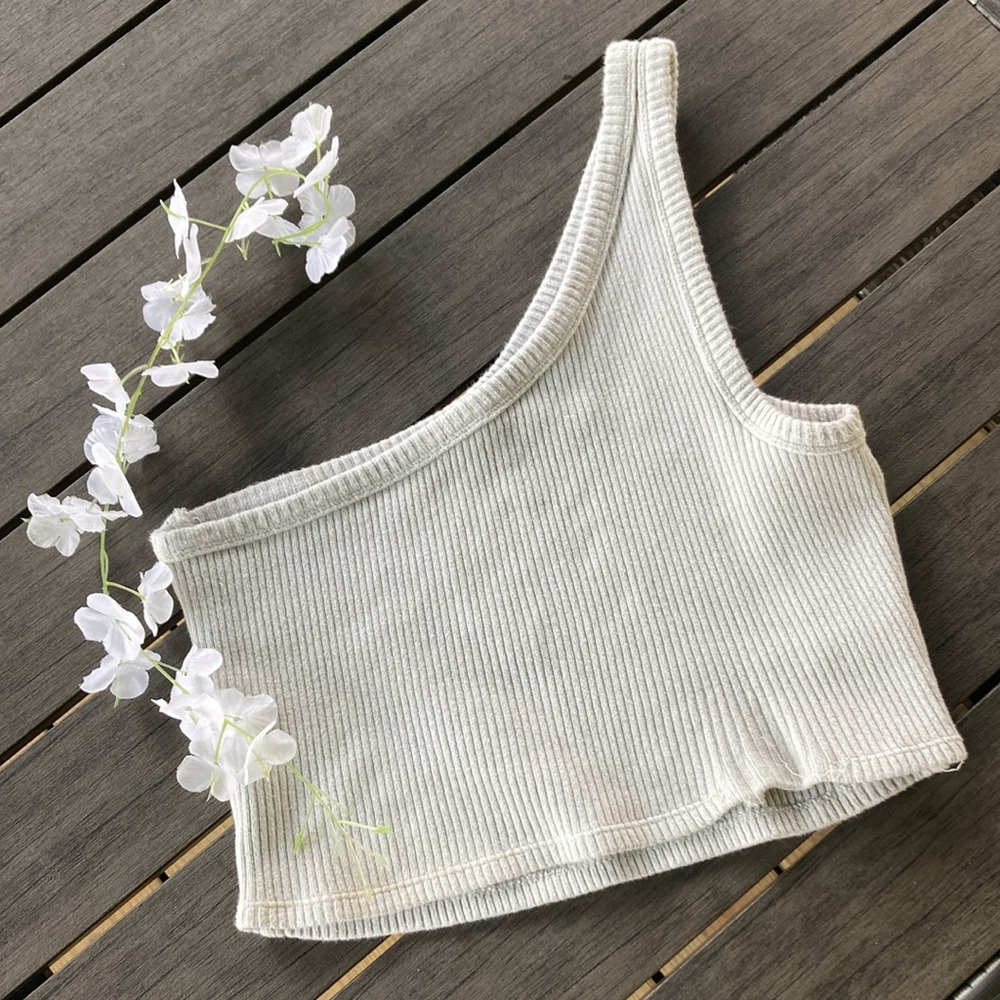 Forever 21 One Shoulder Sage Green Top (M)